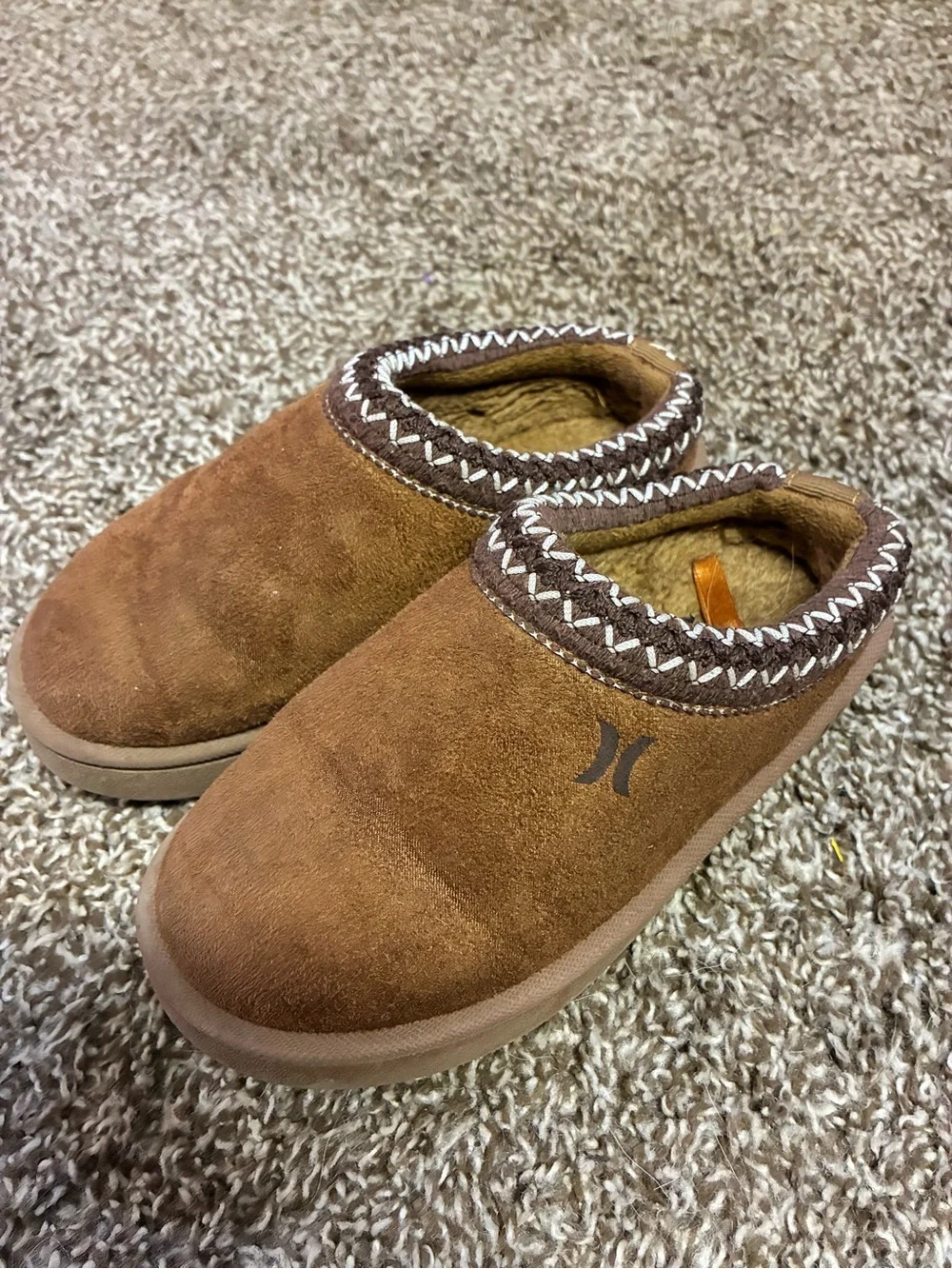 Hurley Kids Brown Suede Slip-On Slippers